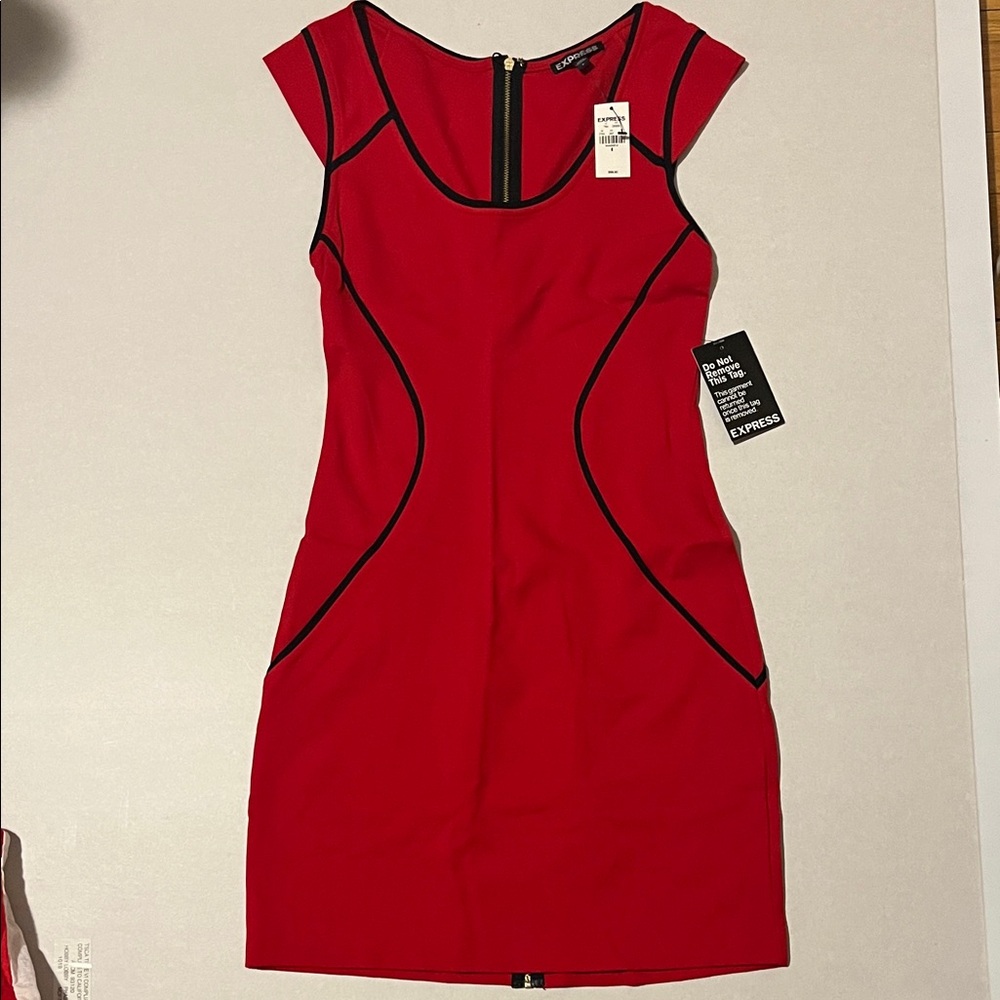 NWT Express Red Cap-Sleeve Bodycon Dress Size 6